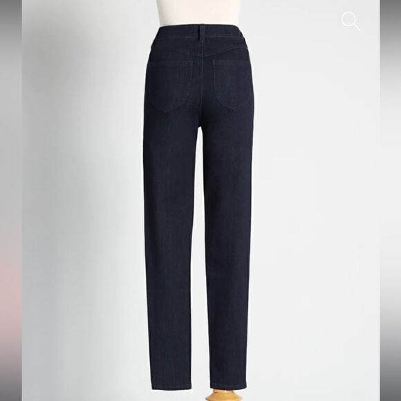 Modcloth By All Means Exposed Zip Skinny Jeans High Waist Dark Blue Indigo M - Picture 3 of 13